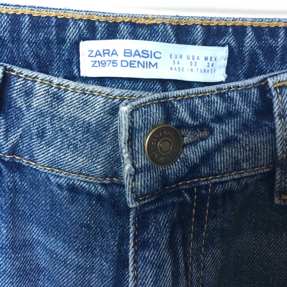 Zara Z1975 Denim Sequins Rose Patch Jeans - Sz. 2 - Picture 4 of 8